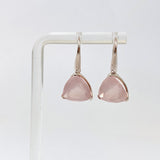 Rose Quartz Triangular Faceted Earrings PEGJ406