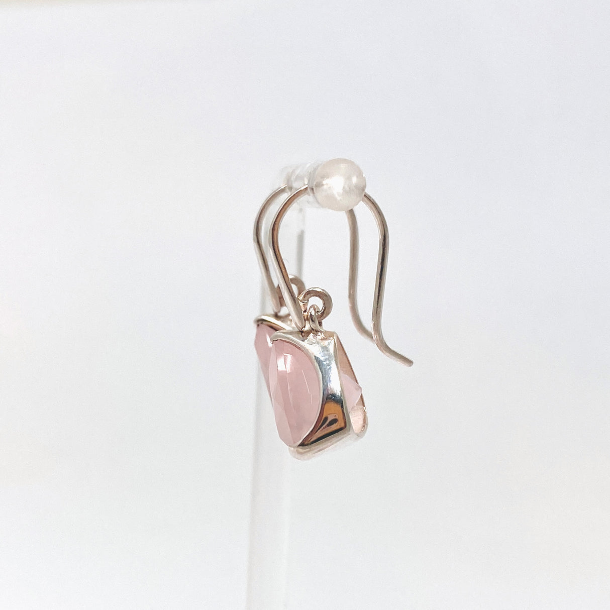 Rose Quartz Triangular Faceted Earrings PEGJ406