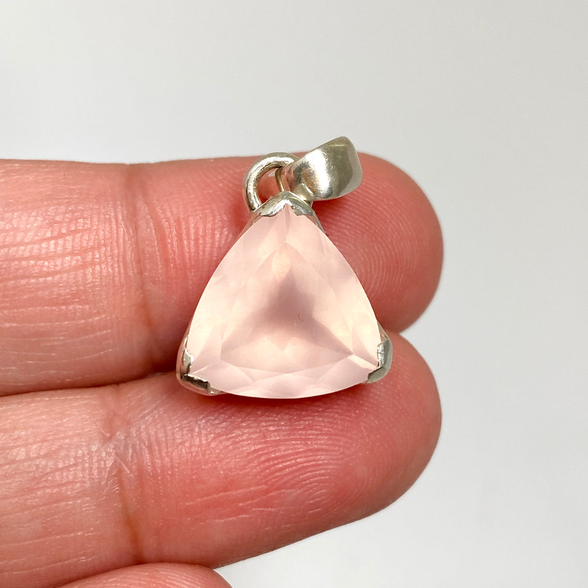 Rose Quartz Triangular Faceted Pendant PPGJ1308