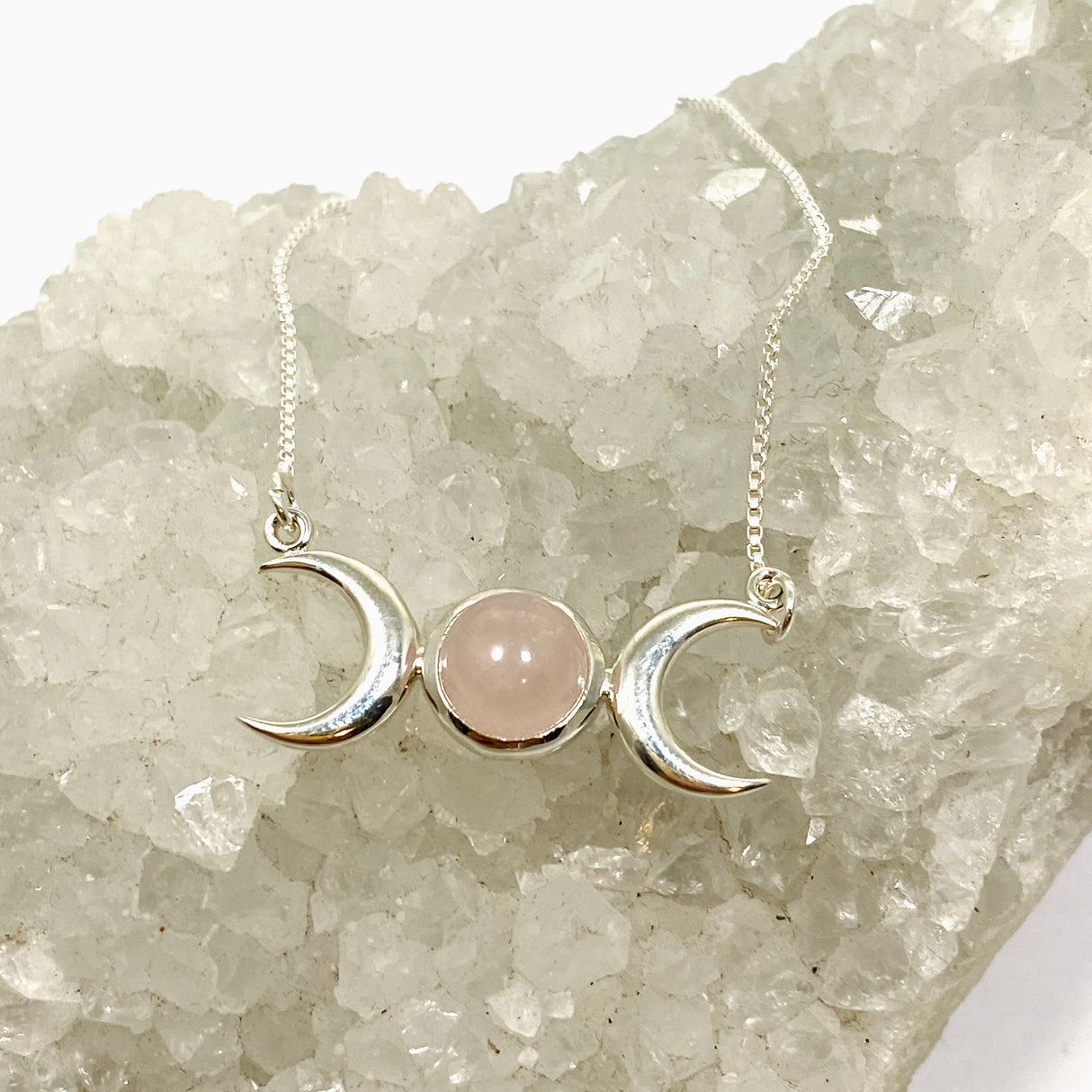 Rose Quartz Triple Goddess Necklace NK342-RQ
