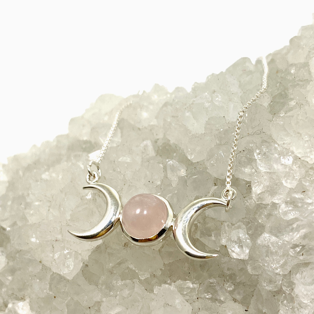 Rose Quartz Triple Goddess Necklace NK342-RQ