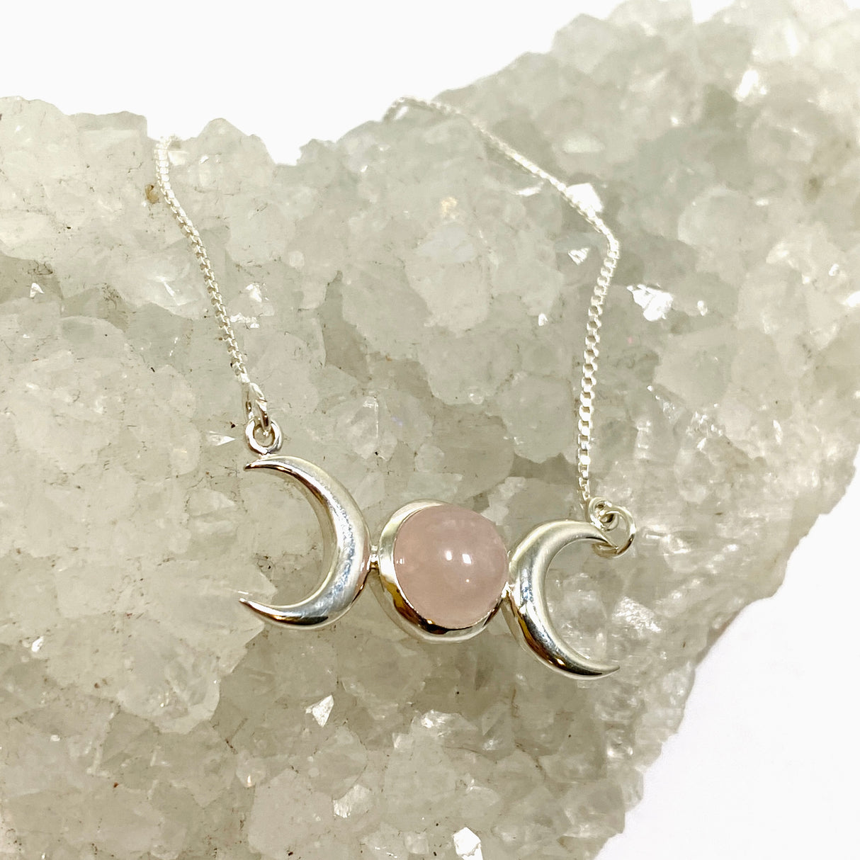 Rose Quartz Triple Goddess Necklace NK342-RQ