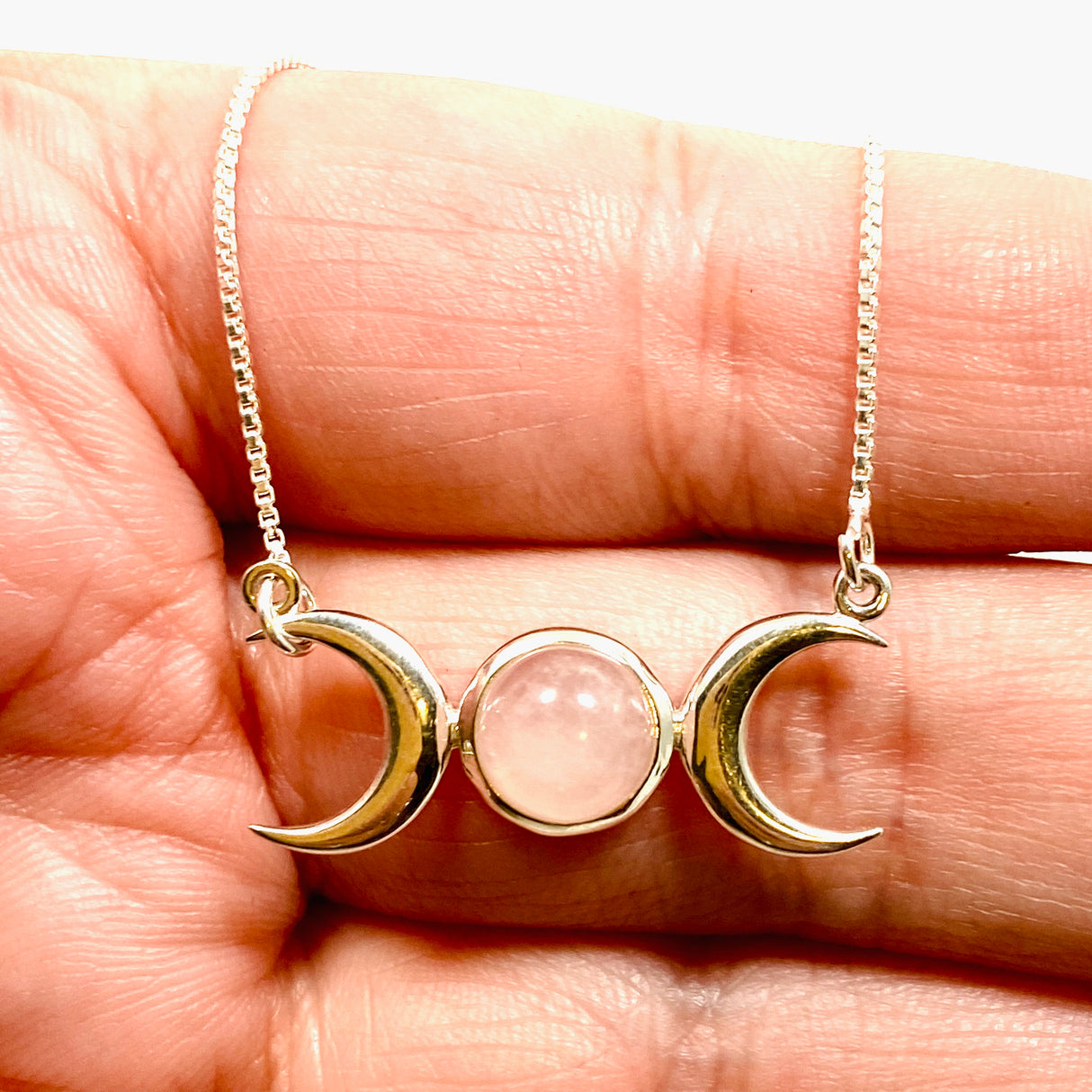 Rose Quartz Triple Goddess Necklace NK342-RQ
