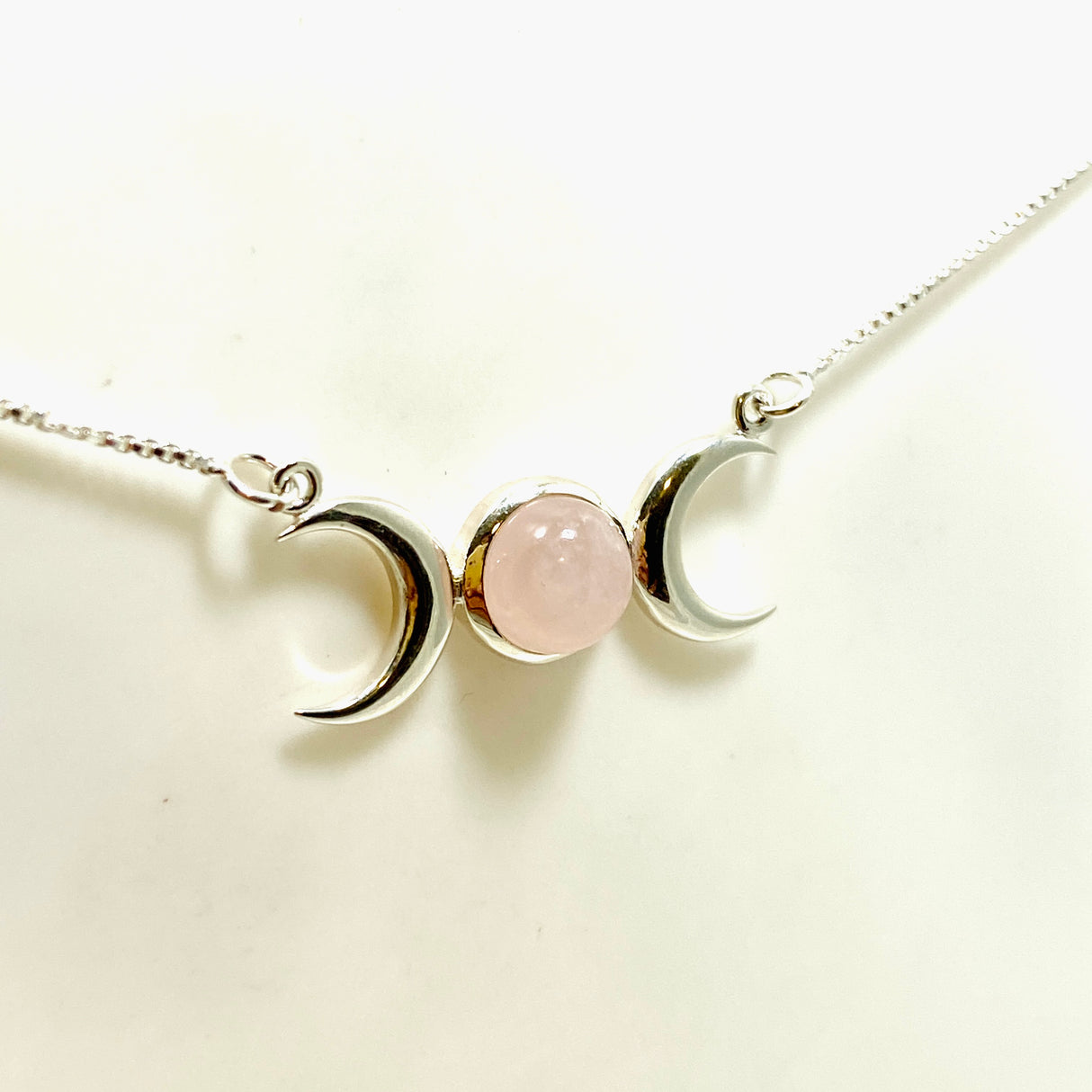 Rose Quartz Triple Goddess Necklace NK342-RQ