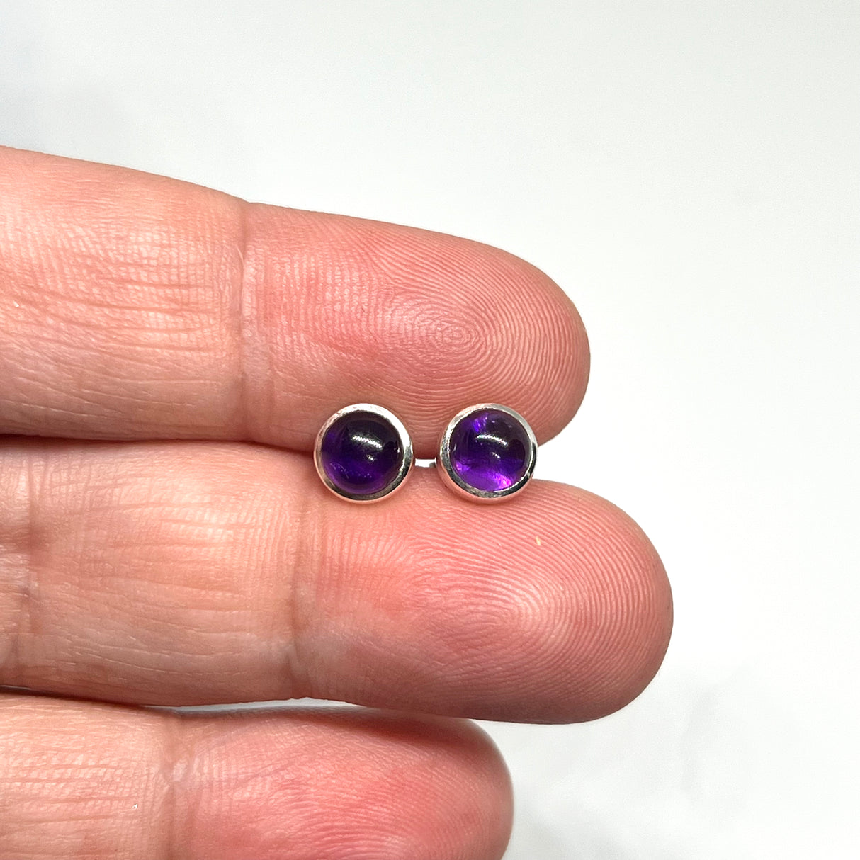 Round Cabochon Bezel Set Stud Earrings 5.5mm PSE017