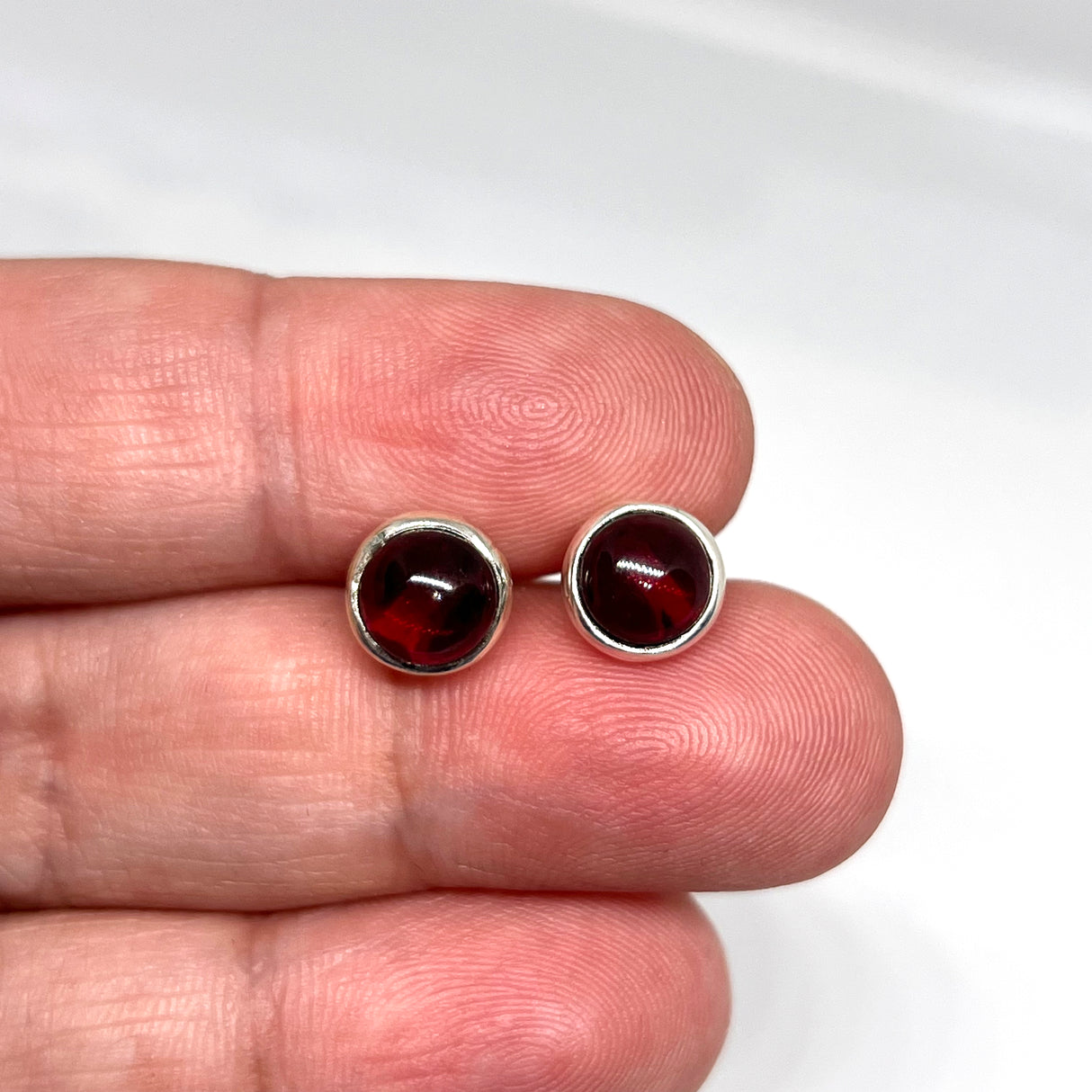 Round Cabochon Bezel Set Stud Earrings 6.5mm PSE018