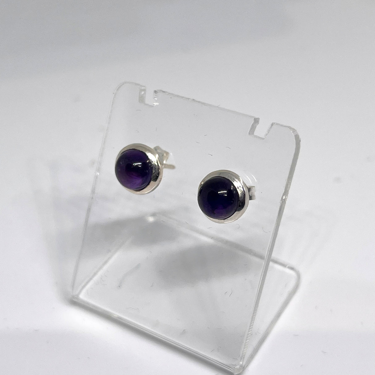 Round Cabochon Bezel Set Stud Earrings 6.5mm PSE018