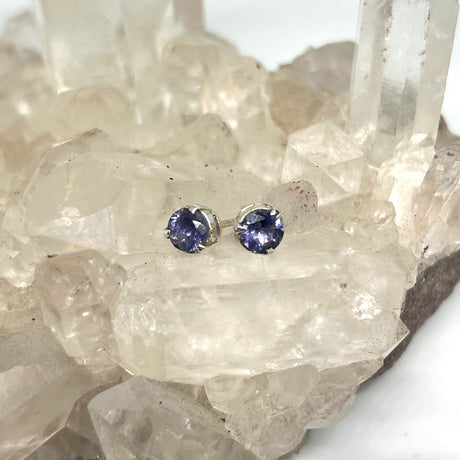 Round Faceted Gemstone 3-claw Set Stud Earring 5mm PSE005