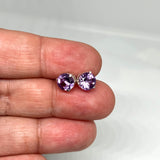 Round Faceted Gemstone 3-claw Set Stud Earring 7mm PSE006