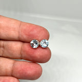 Round Faceted Gemstone 3-claw Set Stud Earring 7mm PSE006