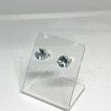 Round Faceted Gemstone 3-claw Set Stud Earring 7mm PSE006