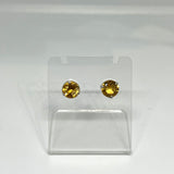 Round Faceted Gemstone 3-claw Set Stud Earring 7mm PSE006