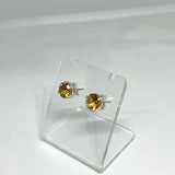 Round Faceted Gemstone 3-claw Set Stud Earring 7mm PSE006