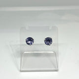 Round Faceted Gemstone 3-claw Set Stud Earring 7mm PSE006