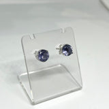 Round Faceted Gemstone 3-claw Set Stud Earring 7mm PSE006