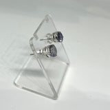 Round Faceted Gemstone 3-claw Set Stud Earring 7mm PSE006