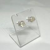 Round Faceted Gemstone 3-claw Set Stud Earring 7mm PSE006