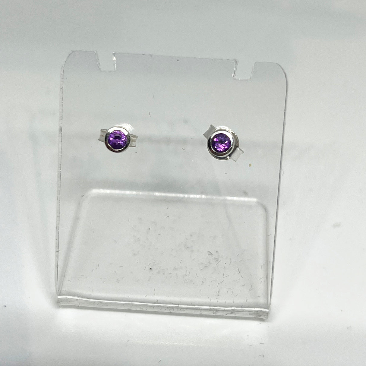 Round Faceted Gemstone Bezel Set Stud Earrings 3mm PSE004