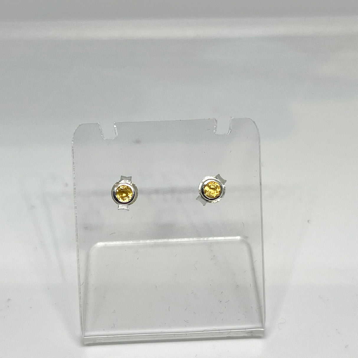 Round Faceted Gemstone Bezel Set Stud Earrings 3mm PSE004