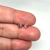 Round Faceted Gemstone Bezel Set Stud Earrings 3mm PSE004