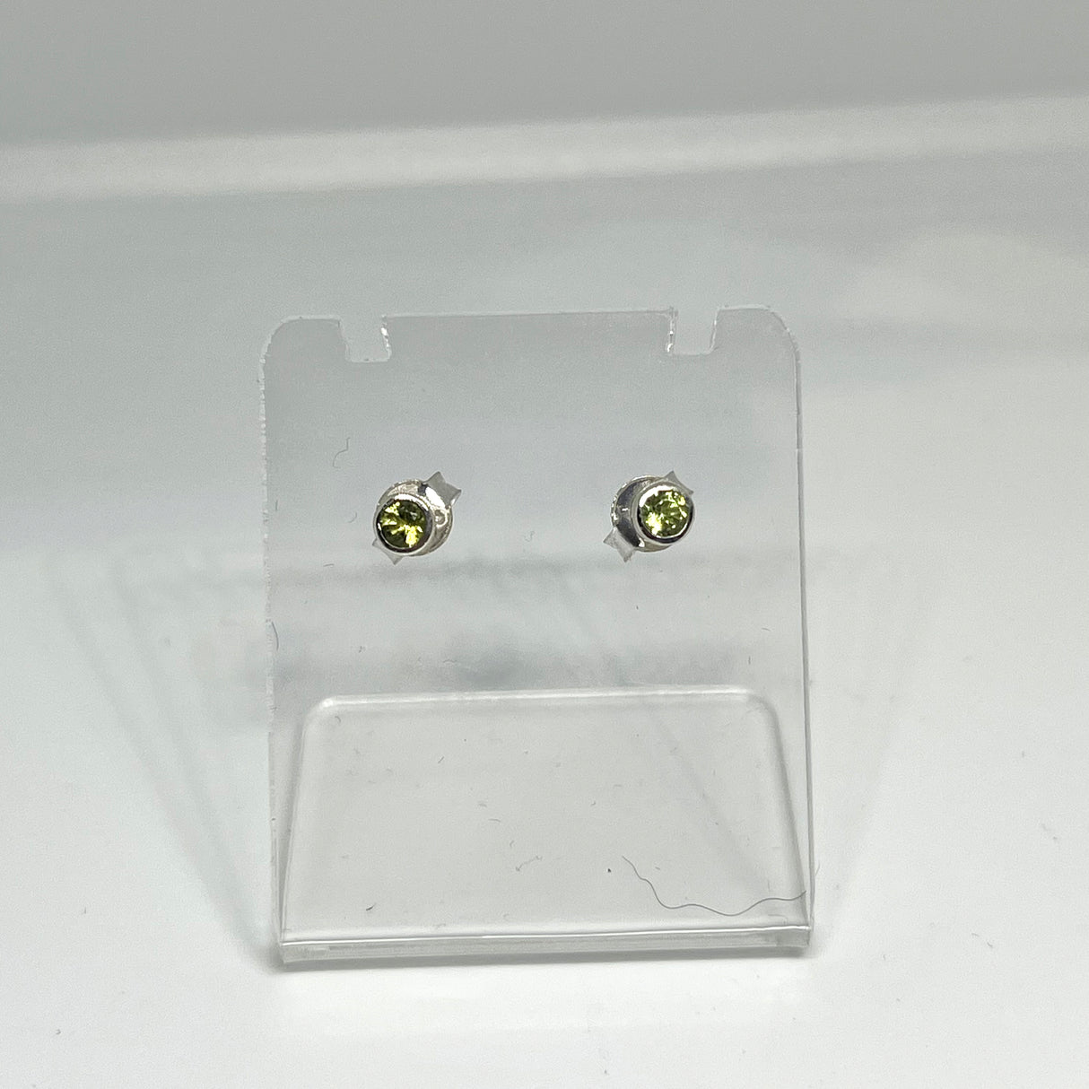 Round Faceted Gemstone Bezel Set Stud Earrings 3mm PSE004