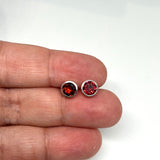 Round Faceted Gemstone Bezel Set Stud Earrings PSE003