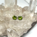 Round Faceted Gemstone Bezel Set Stud Earrings PSE003