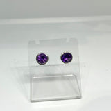 Round Faceted Gemstone Decorative Bezel Set Stud Earrings 7mm PSE001