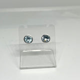 Round Faceted Gemstone Decorative Bezel Set Stud Earrings 7mm PSE001