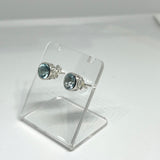 Round Faceted Gemstone Decorative Bezel Set Stud Earrings 7mm PSE001