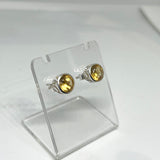 Round Faceted Gemstone Decorative Bezel Set Stud Earrings 7mm PSE001