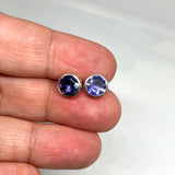 Round Faceted Gemstone Decorative Bezel Set Stud Earrings 7mm PSE001