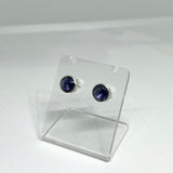 Round Faceted Gemstone Decorative Bezel Set Stud Earrings 7mm PSE001