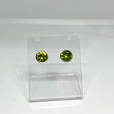 Round Faceted Gemstone Decorative Bezel Set Stud Earrings 7mm PSE001