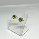 Round Faceted Gemstone Decorative Bezel Set Stud Earrings 7mm PSE001