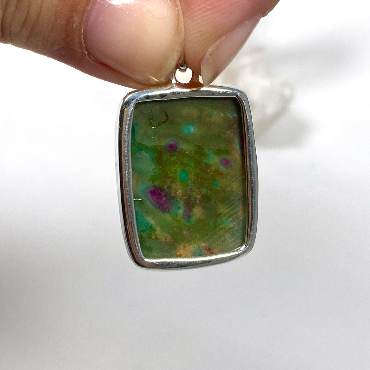 Ruby Fuchsite rectangular pendant KPGJ3655 - Nature's Magick