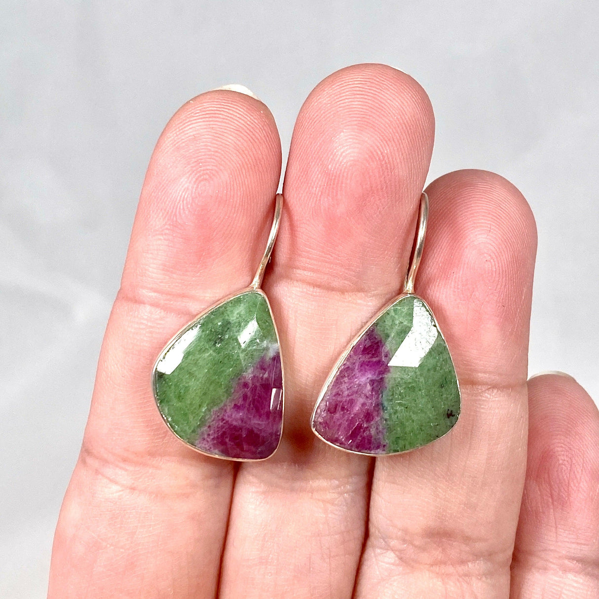 Ruby in Zoisite fixed hook faceted teardrop earrings KEGJ1117 - Nature's Magick