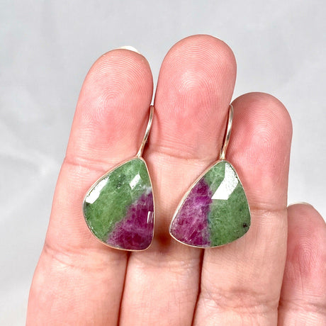 Ruby in Zoisite fixed hook faceted teardrop earrings KEGJ1117 - Nature's Magick