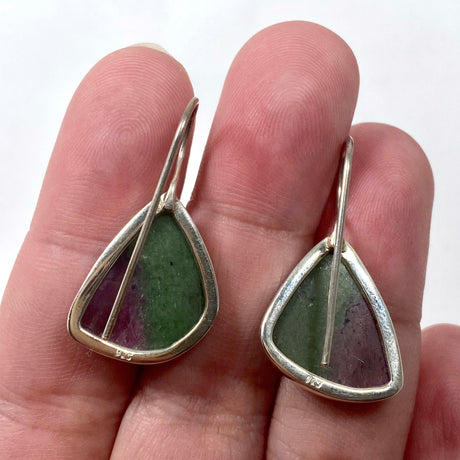 Ruby in Zoisite fixed hook faceted teardrop earrings KEGJ1117 - Nature's Magick