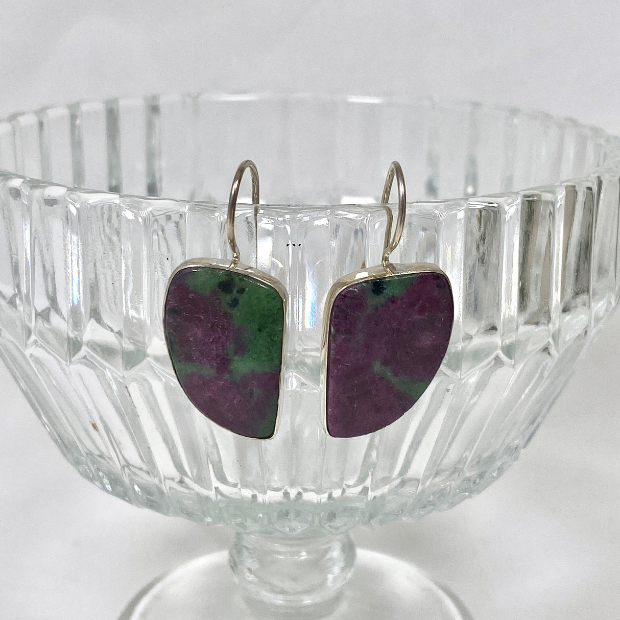 Ruby in Zoisite fixed hook freeform earrings KEGJ1120 - Nature's Magick