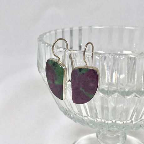 Ruby in Zoisite fixed hook freeform earrings KEGJ1120 - Nature's Magick