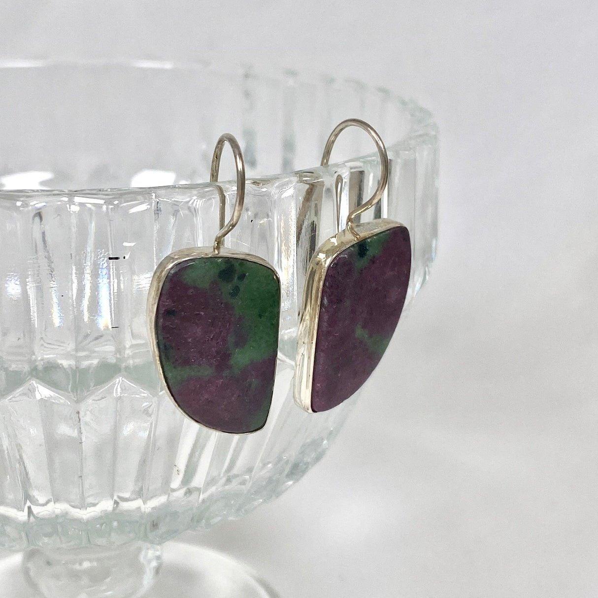 Ruby in Zoisite fixed hook freeform earrings KEGJ1120 - Nature's Magick