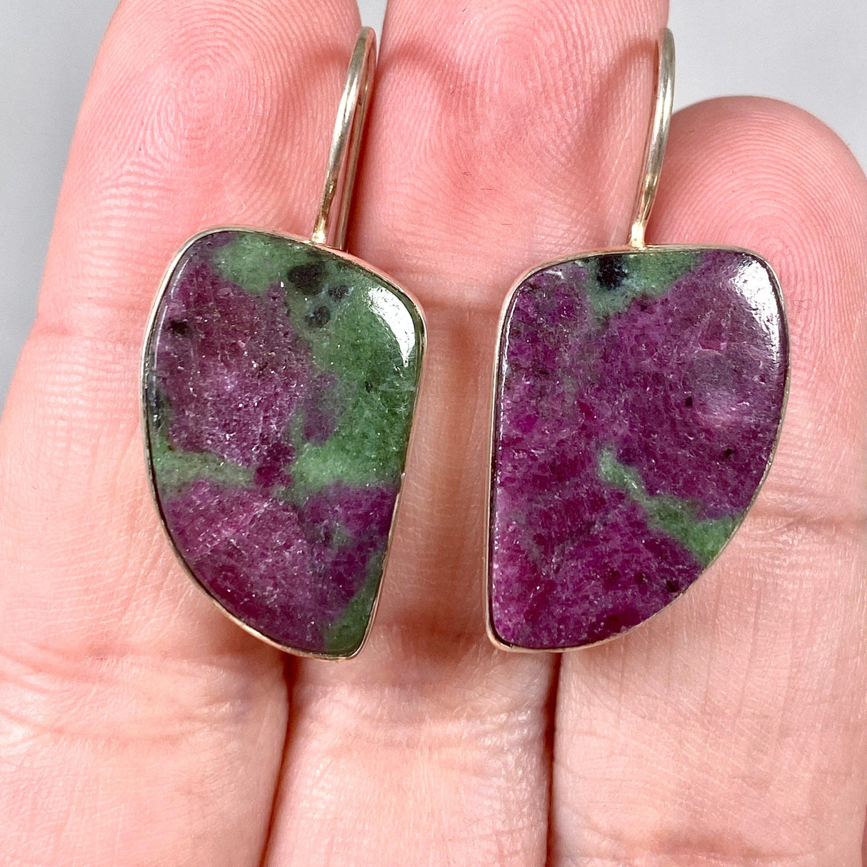 Ruby in Zoisite fixed hook freeform earrings KEGJ1120 - Nature's Magick