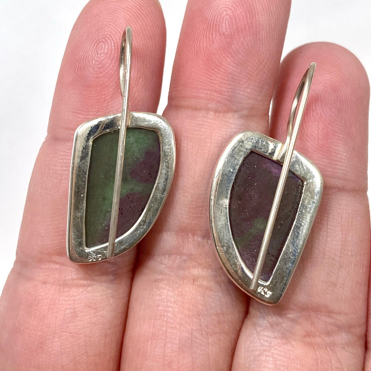 Ruby in Zoisite fixed hook freeform earrings KEGJ1120 - Nature's Magick