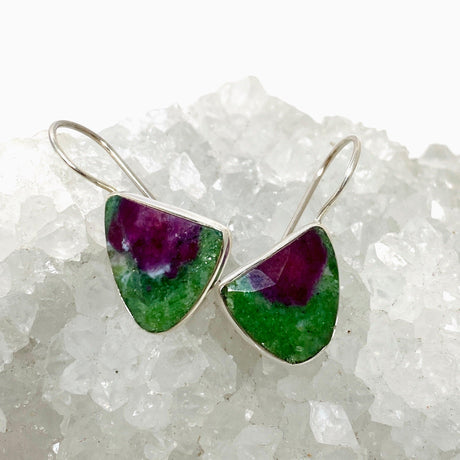 Ruby in Zoisite Freeform Fixed Hook Earrings KEGJ1506 - Nature's Magick