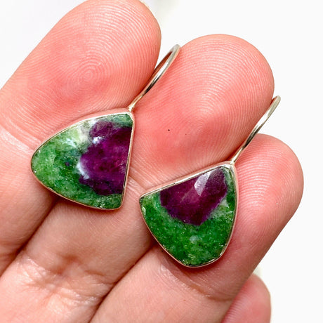 Ruby in Zoisite Freeform Fixed Hook Earrings KEGJ1506 - Nature's Magick