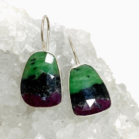 Ruby in Zoisite Freeform Fixed Hook Earrings KEGJ1507 - Nature's Magick