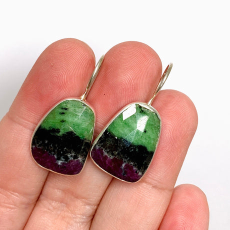 Ruby in Zoisite Freeform Fixed Hook Earrings KEGJ1507 - Nature's Magick