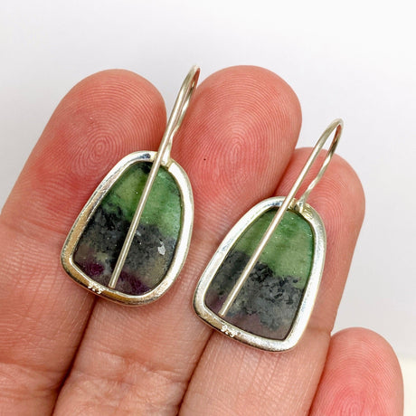 Ruby in Zoisite Freeform Fixed Hook Earrings KEGJ1507 - Nature's Magick