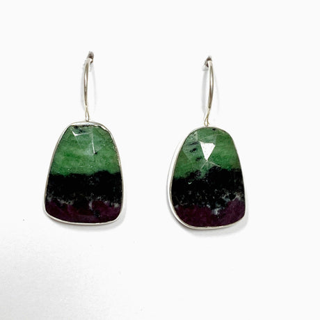 Ruby in Zoisite Freeform Fixed Hook Earrings KEGJ1507 - Nature's Magick